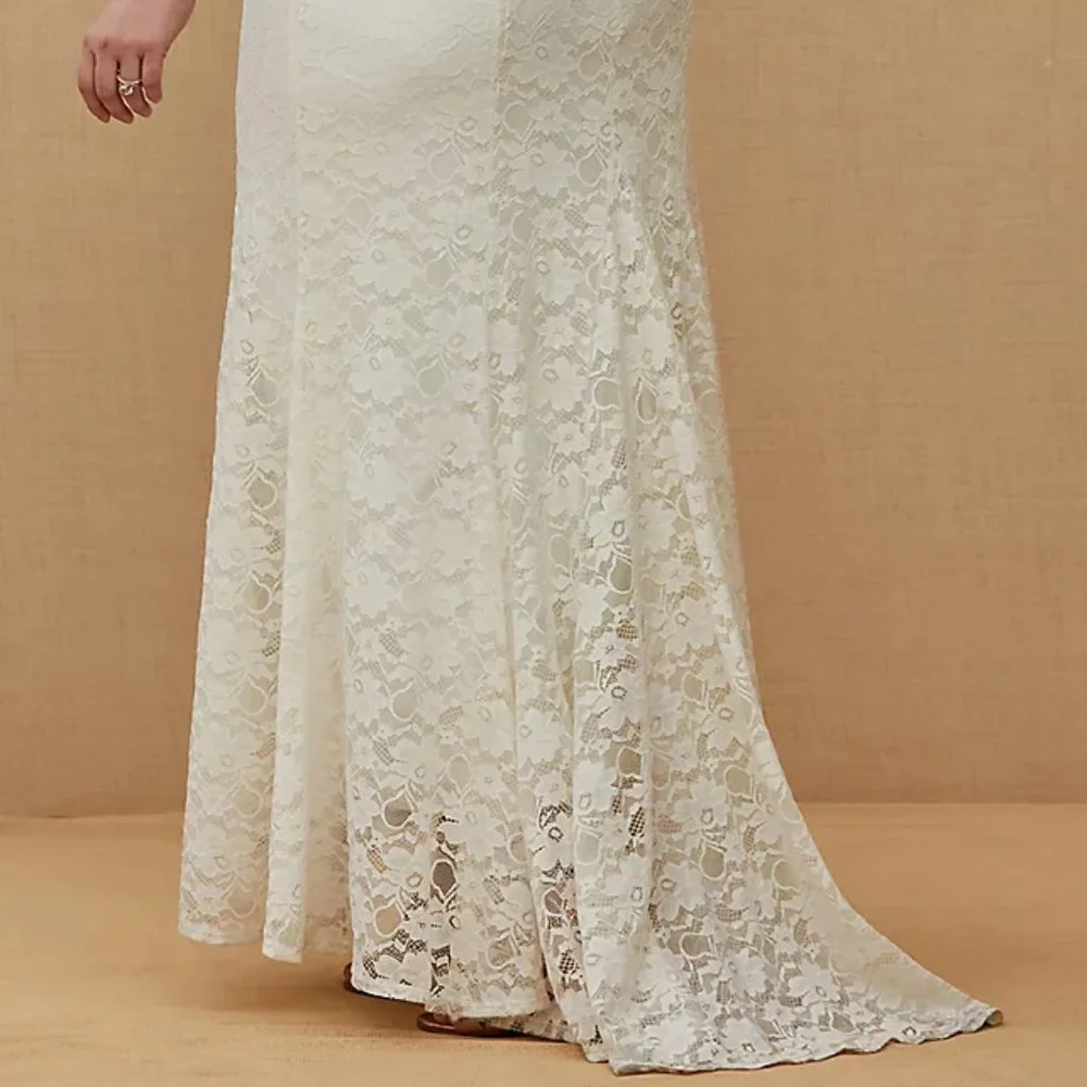 NWT Torrid Wedding Gown/Dress Ivory Lace Off Shoulder Fit & Flare 18 - Picture 6 of 15